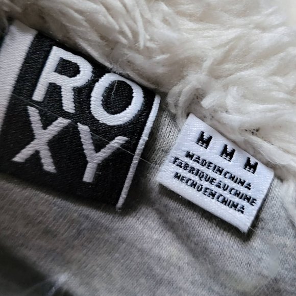 ROXY Pink Purple Striped Fleece Hoodie Size Medium - Picture 6 of 16